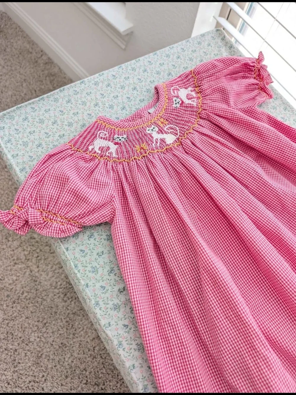 24 Mos Smocked Pink Cat Dress
